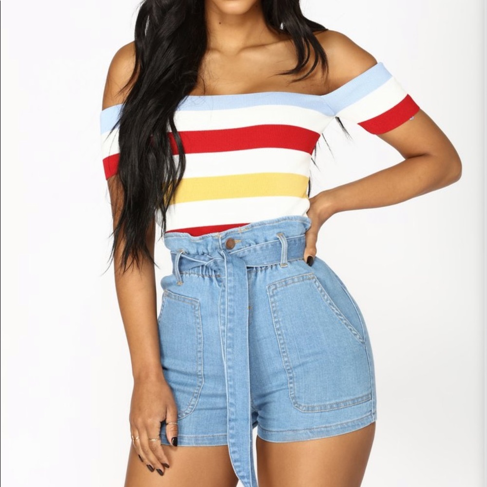 Elisabeth off the shoulder top-Red/combo